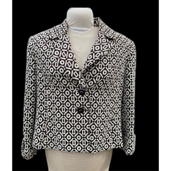 Alex Marie Espresso/Cream Cropped Jacket Sz. 16 Professional Office Spring - Picture 2 of 10
